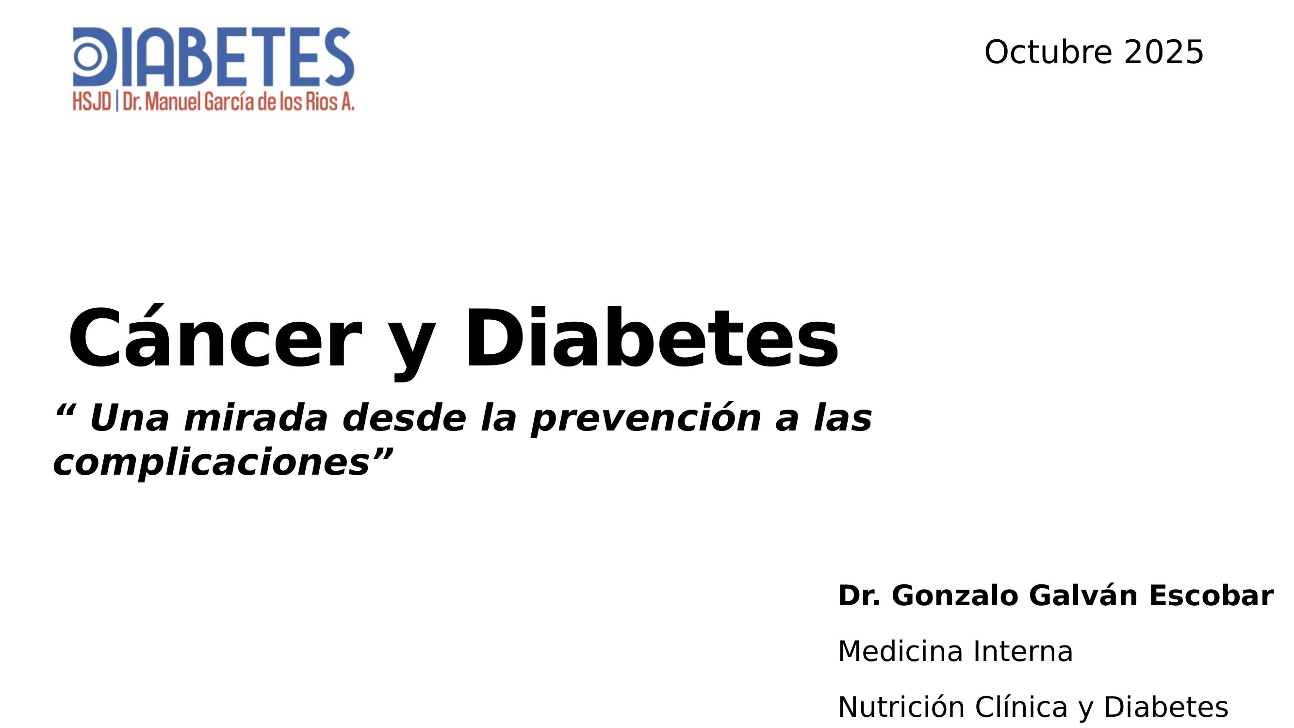 Portada: Cáncer y Diabetes: Una mirada desde la prevención a las complicaciones
