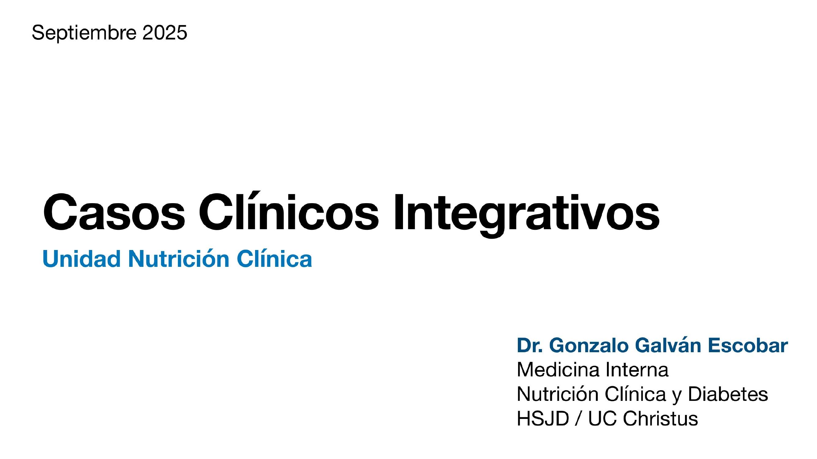 Portada: Casos Clínicos Integrativos — Unidad Nutrición Clínica